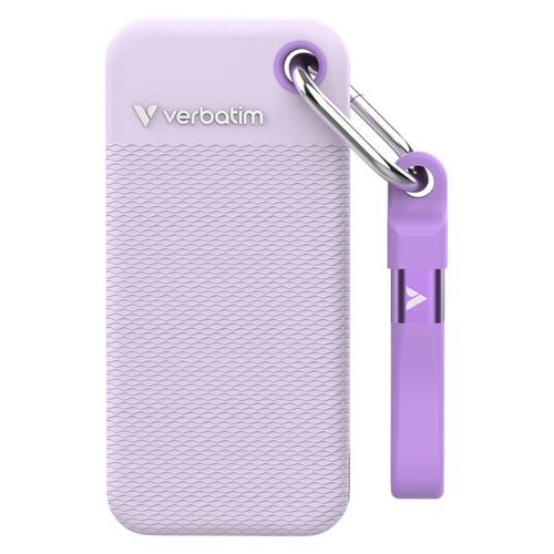 Verbatim Pocket - Color Edition - SSD - 1 To - porte-clé avec attachement à câble - externe (portable) - M.2 - USB 3.2 Gen 2 (USB-C connecteur) - violet