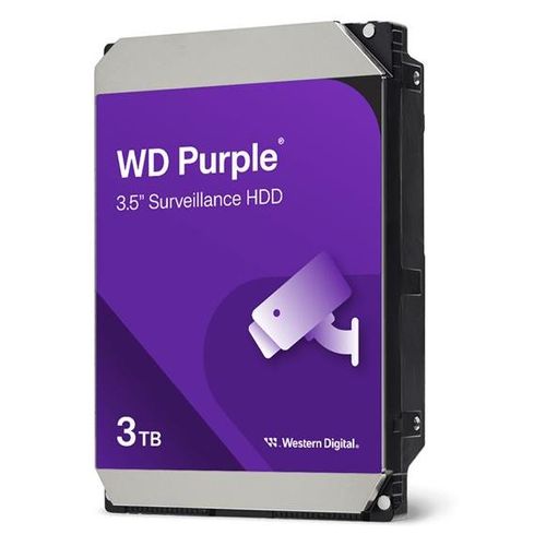 WD Purple - Disque dur - Surveillance - 3 To - interne - 3.5" - SATA 6Gb/s - mémoire tampon : 128 Mo