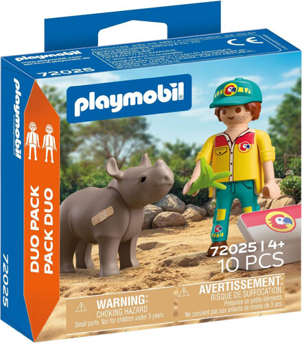 Playmobil Animaux et amis 72025 - Garde forestier avec rhinocéros - Duo Pack