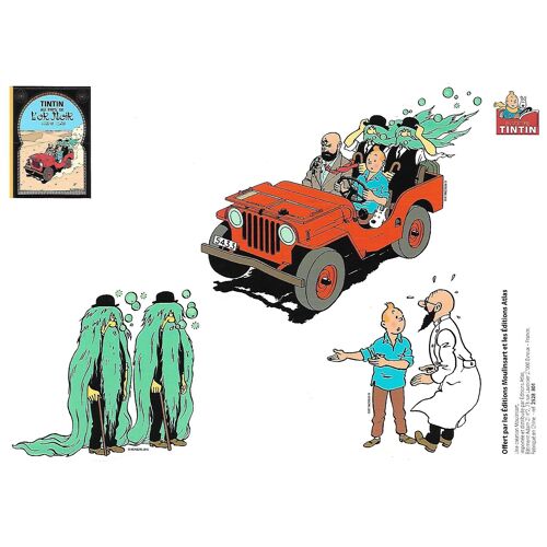 4 Stickers "Tintin Au Pays De L'or Noir"