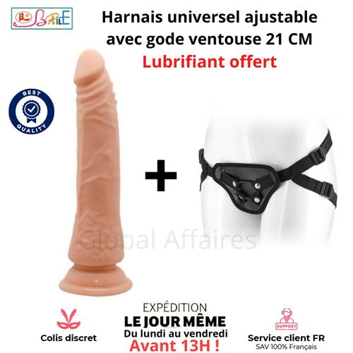Strapon Gode Ceinture Sextoy Harnais Ajustable Gode Ventouse Doux Femme Homme