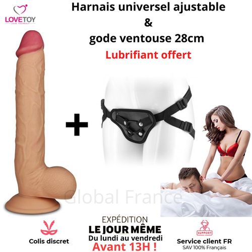 Strapon Harnais Et Gode Ventouse Sextoy 28cm Pegging Gode Ceinture Homme Femme