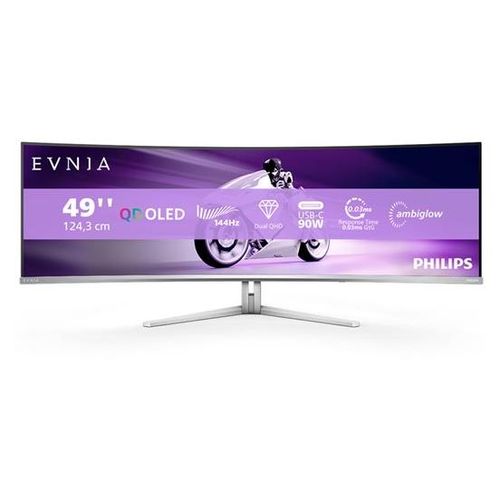 Philips Evnia 8000 49M2C8900L - Moniteur OLED - jeux - incurvé - 49" (48.9" visualisable) - 5120 x 1440 Dual Quad HD @ 144 Hz - 1000 cd/m² - 1000000:1 - DisplayHDR 400 True Black - 0.03 ms -...