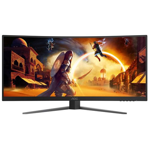 AOC Gaming CU34G4 - Écran LED - jeux - incurvé - 34" - 3440 x 1440 UWQHD @ 180 Hz - Fast VA - 2500:1 - HDR10 - 0.5 ms - 2xHDMI, DisplayPort - noir, rouge