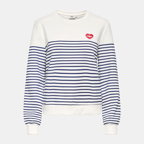 Sweat Col Rond À Rayures Avec Imprimé Coeur Femme Only