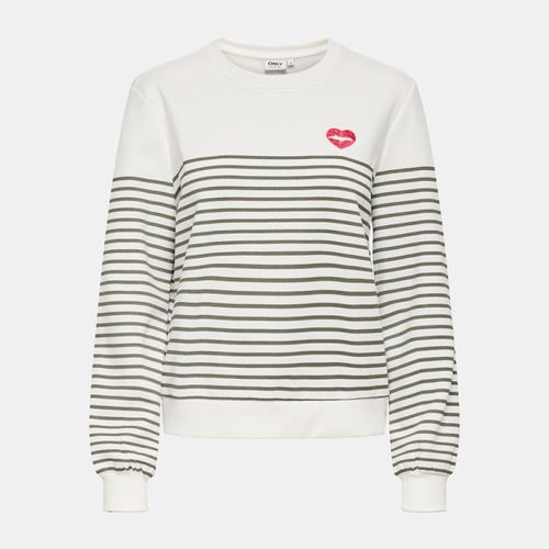 Sweat Col Rond À Rayures Avec Imprimé Coeur Femme Only