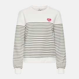 Sweat Col Rond À Rayures Avec Imprimé Coeur Femme Only