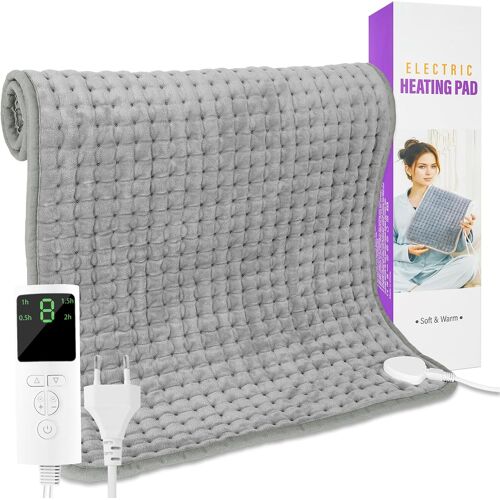 JGD-Coussin Chauffant, 84 x 43 cm Couverture Chauffante avec arrêt Automatique et 9 Niveaux de Température avec 4 Types de Minuterie, Super Moelleuse Tapis Chauffant pour Dos,Cou,Épaules,Abdomen