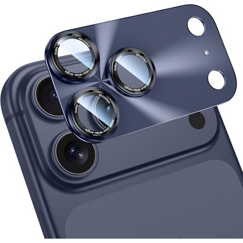 JGD-Protecteur d'Objectif pour iPhone 17 Pro, Protection Intégrale en Verre Trempé 9H avec Anneau Métallique, Panneau en Matériau Composite, Anti-rayures, HD(Bleu)