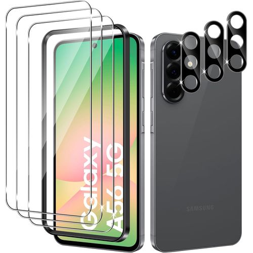 JGD-Verre Trempé pour Samsung Galaxy A56 5G, 3 Pièces Protection écran Film et 3 Pièces Caméra Arrière Protecteur pour Samsung A 56 5G, Anti Rayures, Dureté 9H Glass, Sans Bulles