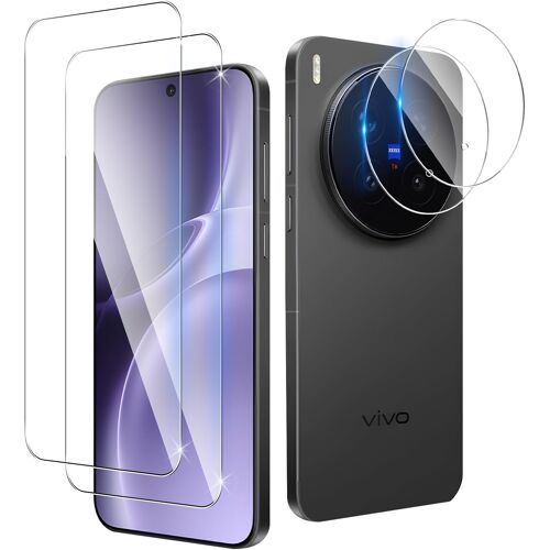 JGD-2+2 pièces Verre Trempé pour Vivo X300 Pro avec Protecteur d'Objectif de Caméra, 9H Dureté Vitre Protection écran, HD Anti-Rayures Film, Sans Bulles