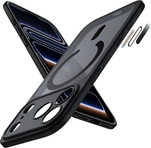KALANKA-Coque Magnétique pour iPhone 17 Pro Max 6,9 Pouces Compatible avec MagSafe, Étui Housse de Fine Antichoc avec Bouton de Contrôle de Caméra Intégré, Dos Translucide Mat (Noir)