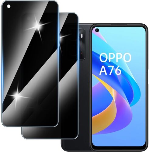 KALANKA-[2 Pièces] Anti-Espion Verre Trempé pour Oppo A76, Confidentialité Protecteur d'Écran Verre,Anti Rayures, 9H Dureté,Sans Bulles