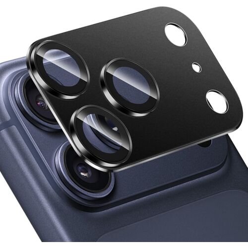 JGD-Protecteur d'Objectif de Caméra pour iPhone 17 Pro Max 6,9 Pouces, HD Protection Caméra Arrière, Couverture Complète en Verre Trempé 9H Anneau, Plaque Métallique Mat, Lot de 1 (Noir)