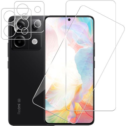 JGD-2 pièces Verre Trempé pour Xiaomi Redmi Note 13 Pro 5G avec 2 pièces Caméra Arrière Protecteur, 2.5D vitre protection pour Xiaomi Redmi Note 13 Pro, Dureté 9H Anti Rayures protection écran