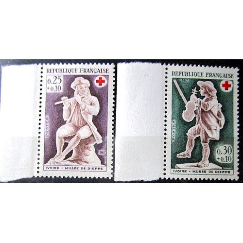 1967. Série Complète F1540 À F1541: Croix-Rouge - Ivoires Du Musée De Dieppe.