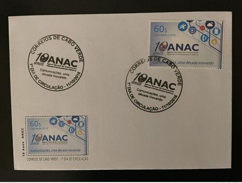 Cape Kap Verde Cabo Verde 2016 Mi. 1048 Fdc 10 Anos Anac Comunicacoes Communication Authority Kommunikation Communicatio