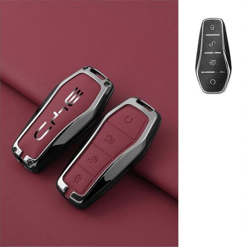 etui porte-cles compatible avec BYD Song Plus Atto 3 Han EV/Tang DM Qin Seal Dolphin (rouge)