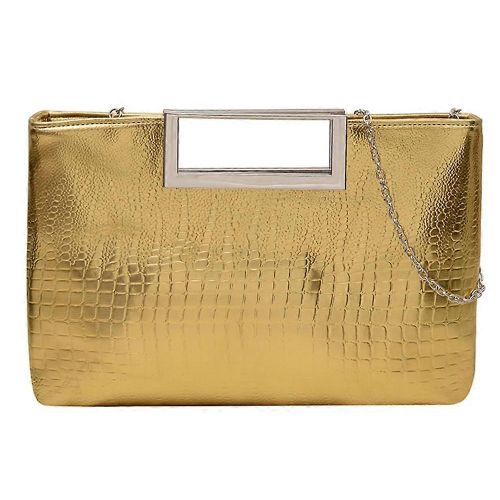 Pochette pour femme en cuir vegan effet crocodile, sac a main de soiree, sac bandouliere chaîne, sac pour mariage ou fete.