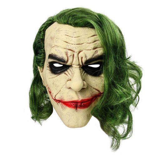 Masque De Clown D'halloween, Accessoire De Deguisement Effrayant Pour Cosplay, Masque De Clown D'horreur Pour Adulte, Cheveux Verts Effrayants