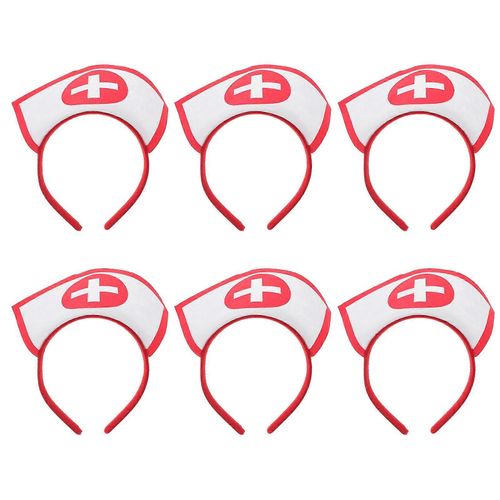 Lot De 6 Serre-Tetes Bonnet D'infirmiere, Accessoires De Deguisement Pour Halloween Et Cosplay, Pour Femmes. Ref. : 3643