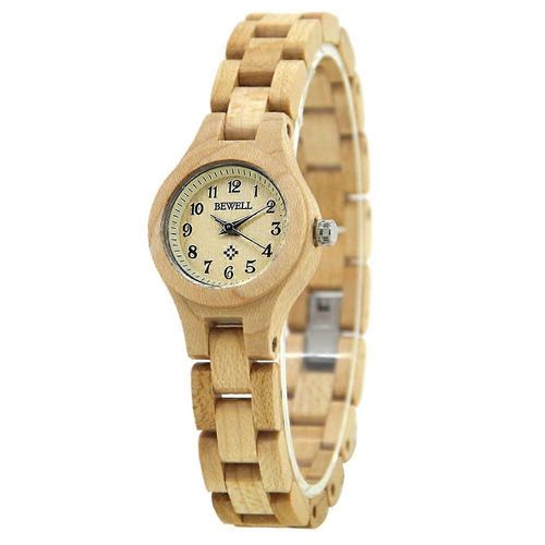 Montre-Bracelet W123a En Erable Naturel Faite A La Main, Affichage Analogique, Petit Boîtier Fin En Bois Pour Femme (Beige)