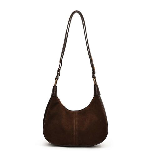 Sacs en daim pour femmes, sacs a main tendance en daim, sac hobo en forme de croissant, sac bandouliere, ref. : 7493