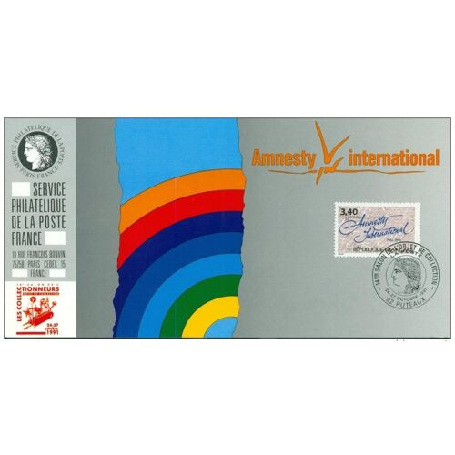 081 Carte Officielle Exposition Internationale Exhibition Puteaux 1991 France Fdc Amnesty International