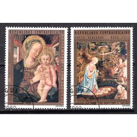 Centrafrique 1972 Noel Tableaux La Paire Yvert N° Pa 108-09 Oblitere