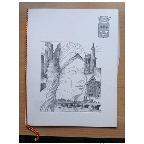 Livret Huguette Sainson Avec 2 Gravures Centre De Tri Automatique Orleans-La Source Exemplaire "D'auteur"