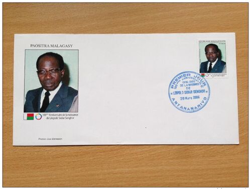 Madagascar Madagaskar 2006 Mi. 2647 Fdc Enveloppe 1er Jour Anniversaire Naissance Leopold Sedar Senghor