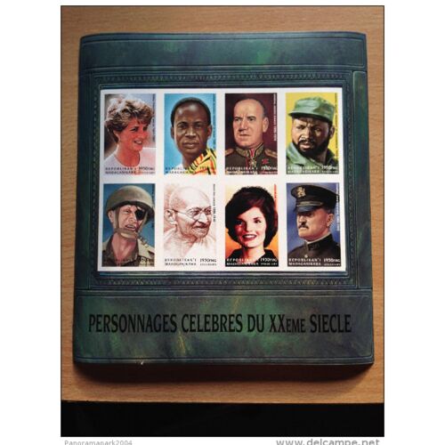 Madagascar Madagaskar 1999 Imperf Non Dentele Bloc Sheet Block Lady Diana Personnages Celebres Gandhi Moshe Dayan **