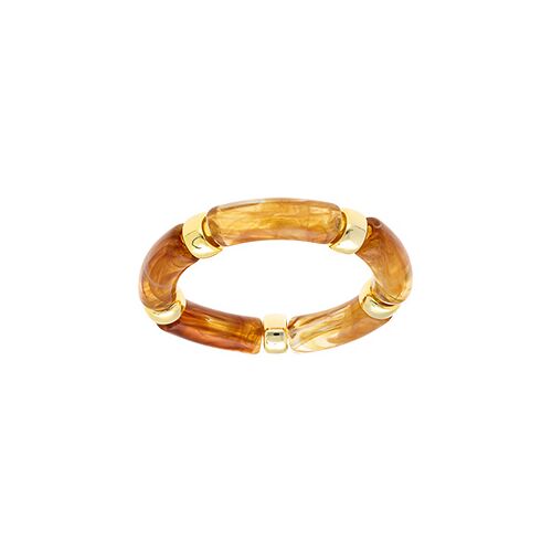 Bracelet Extensible Résine Ambre Miel Et Résine Doré