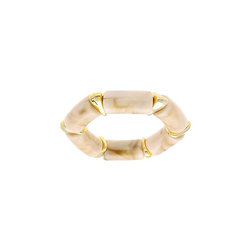 Bracelet Extensible Résine Nacre Imitation Et Résine Doré