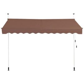 Auvent Rétractable 300 X 125 Cm Réglable En Hauteur 200-300 Cm Offre Protection Thermique Et Décoration Moderne En Aluminium Marron Helloshop26 20_0010434