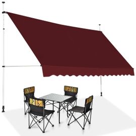 Auvent Rétractable 350 X 200-300 Cm Réglable Par Manivelle Pour Terrasse Et Jardin Moderne En Aluminium Rouge Helloshop26 20_0010440