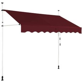 Auvent Rétractable 250 X 125 Cm Réglable 200-300 Cm Design Moderne En Aluminium Rouge Helloshop26 20_0010431