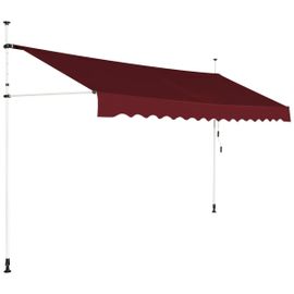 Auvent Rétractable 400 X 200-300 Cm Facile À Installer Et Résistant Aux Intempéries En Aluminium Rouge Helloshop26 20_0010443