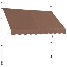 Auvent Rétractable 200 X 300 Cm Réglable En Hauteur Avec Manivelle Design Moderne En Aluminium Marron Helloshop26 20_0010426