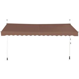 Auvent Rétractable 400 X 200-300 Cm Protection Solaire Réglable Et Facile À Installer En Aluminium Marron Helloshop26 20_0010442