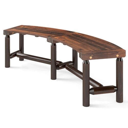 Banc Incurvé Extérieur Bois Massif 170 X 58 X 45 Cm Capacité 360 Kg Ambiance Cosy Style Rustique En Sapin Brun Helloshop26 20_0010567