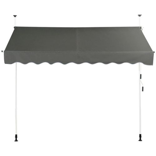 Auvent Manuel Rétractable 250 X 125 Cm Réglable 200-300 Cm En Aluminium Gris Style Moderne Et Pratique Helloshop26 20_0010430