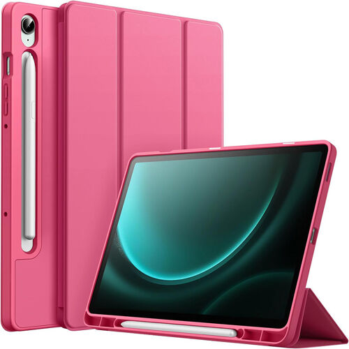 Etui de protection pour Samsung tab s9 / s9 Fe 11 pouces - support à trois volumes + support pour stylet s pen protection complète Rose rouge,Samsung tab s9 / s9fe 11 pouces