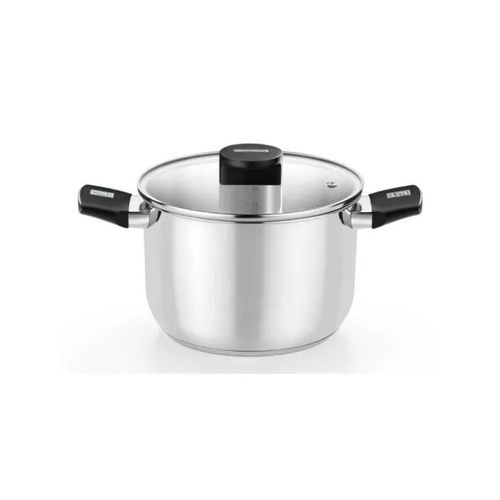 Olla Monix Acero Inoxidable 20cm Baquelita Tapa Cristal Compatible Inducción