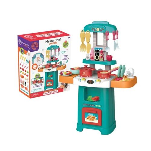 Cuisine compacte pour enfants - Famosa - 31 accessoires - Lumières et sons réalistes - Aliments en feutre