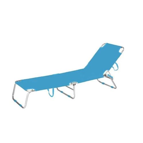 Chaise Longue Pliable En Aluminium - Marbueno Summer - 187x58x24 Cm - Bleu - Textilène - 3 Positions D'inclinaison