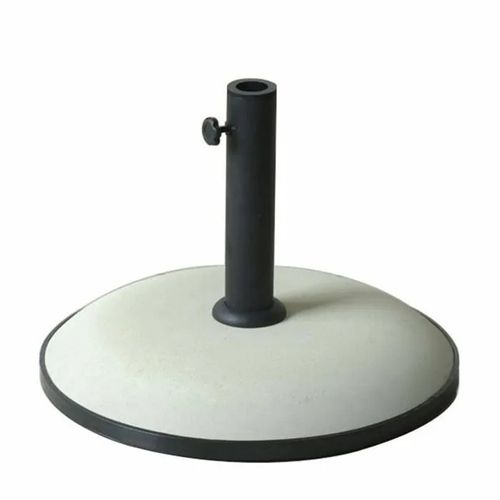 Base De Parasol Ronde En Ciment - Marbueno Summer - 50x37 Cm - 25 Kg - Blanc - Compatible Ø35/38/48 Mm - Design Moderne