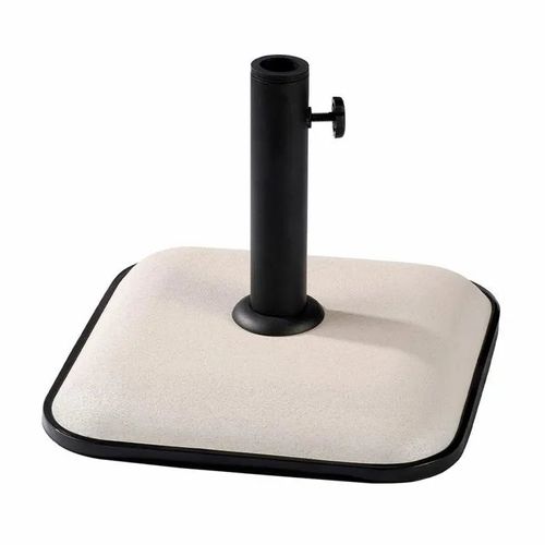 Base De Parasol Carrée En Ciment - Marbueno Summer - 35x35x5,2 Cm - Blanc - 11 Kg - Compatible Ø30/35/38 Mm