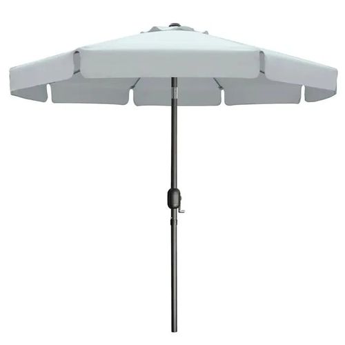 Parasol Hexagonal En Acier - Marbueno Summer - D270 Cm - Blanc - 8 Baleines - Pliable Et Portable - Toit Type Cheminée