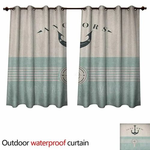 Rideaux Extérieurs Imperméables - Anshesix - Motif Animaux Marins - W55 X L45 - Couleur 06 - Résistant Aux Intempéries